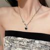 Colar de camisola de aço de titânio hip hop amor preto feminino verão luz nicho de luxo acessórios de alto sentido doce legal menina quente cadeia de clavícula