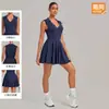Vestido deportivo de yoga y tenis transfronterizo con shorts desmontables, de secado rápido y transpirable, para correr, fitness y tenis 86770
