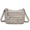 Amazon Fashion Cuatro Estaciones Cuero Suave Multicompartimento Multibolsillo Puntada de Coche Multicapa Bolso de Hombro Cruzado para Mujer