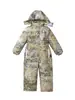 Nuevo mono estampado a prueba de viento, impermeable y cálido para niños y niñas de la CUHK, otoño e invierno 2024, traje de esquí grueso con capucha resistente al frío