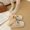 Zapatillas de Algodón Suaves de Oso Pequeño para Interiores en Casa para Mujer 2026 Zapatillas de Piso de Invierno Cálidas Sin Tacón Zapatillas de Maternidad