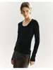 Camiseta de Punto de Lana Merino 60s de Hilo Yangzi Integrado sin Costuras para Mujer H092711