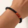 Pulsera de Piedras Naturales, Negra y Naranja, menos de 4mm, Círculo Sencillo, Cuentas Hechas a Mano, Diseño Simple, Unisex, Exclusivamente para Ventas Transfronterizas