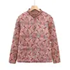 Chaqueta acolchada de algodón floral para madres de mediana edad y mayores con cuello alto, ropa exterior cálida para invierno, abrigo de lana de camello y algodón talla grande, al por mayor, grueso y cálido