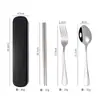 Cuchara Tenedor Palillos de Acero Inoxidable Set de Cubiertos Portátil Set de Cubiertos para Exteriores Fabricante de Cubiertos Creativos Venta al por Mayor