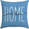 Funda de almohada floral azul primavera de venta caliente transfronteriza con texto en inglés Blessings para el hogar, Cojín de sofá para el hogar acogedor