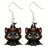 Lindos aretes de Halloween de dibujos animados, juego de decoraciones con diseño de momia, calabaza, gato negro, diablo y esqueleto.