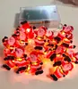 Luces Decorativas LED Cadena Papá Noel Cable de Cobre Muñeco de Nieve Copo de Nieve Sujetadores Exteriores Ambiente Festivo Colgante para Dormitorio