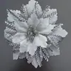 Flores Artificiales de Venta Caliente Transfronteriza, Cabezas de Flor de Navidad con Polvo Dorado, Decoraciones para Árbol de Navidad, Accesorios para Guirnaldas Artificiales, Decoraciones Festivas