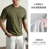 Camiseta de Manga Corta de Algodón Puro con Doble Temple de Amoníaco Líquido Estilo Años 80 para Hombre, Verano 2026, Textura de Alta Calidad, Top Ligero y Fresco de Cuello Redondo