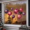 Decoraciones navideñas transfronterizas: Ramas de árbol de Navidad, adornos coloridos, pegatinas de copo de nieve para ventana, decoraciones para ventanas y puertas de cristal, y pegatinas electrostáticas para vidrio para uso doméstico