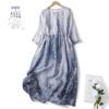 Vestido Azul Estampado para Mujer con Figura Delicada en Forma de Pera y Cuerpo Ligeramente Redondo, Nuevo Estilo Primavera 2026