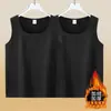 Chaleco térmico de forro polar grueso para hombre de otoño e invierno, chaleco de forro polar zorro plateado, camiseta interior sin mangas, camiseta cómoda