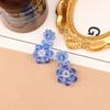 Pendientes de Tuerca Azules Klein de Aguja de Plata S925 Pendientes de Tuerca de Moda Exagerada con Personalidad Nicho Combinables para Mujer