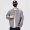 Jaqueta Cardigan de Tricô de Alta Qualidade para Homens na Primavera e Outono Cor Sólida Simples Solta Casual Preguiçosa Gola Baseball Jaqueta Suéter