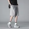 Pantalones Cortos Finos de Verano para Hombre, Holgados Casuales de Seda de Hielo Negra de Cinco Puntos para Deporte