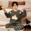 Pijama infantil, algodón puro, conjunto fino de manga larga, nuevo modelo 2026, para niños, estilo caricatura, para niños grandes, ropa de aire acondicionado, se puede usar afuera