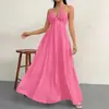 Vestido de Verano Nuevo Transfronterizo Popular para Mujer con Escote en V Profundo Estilo Bohemio con Cinturón para Boda Festival Fiesta