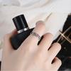 Anillo de Plata de Ley 925 Tailandesa de Doble Letra Tendencia Retro Marca Moderna Anillo de Pétalo para Dama Zirconia Moderna Hip-Hop Punk
