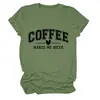Café me deixa mais legal Amazon eBay site independente camiseta feminina casual e confortável gola redonda manga curta