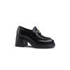Zapatos de Cuero Redondos Pequeños Estilo Mamá Uva Versión Piel de Oveja para Mujer Moneda de Oro Suela Gruesa Tacón Grueso Estilo Británico Cuero Suela Suave Mocasines