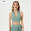 Conjunto de Ropa de Yoga para Entrenamiento Profesional de Mujer, Sujetador Deportivo con Cuello Polo, Secado Rápido, Transpirable, para Fitness, Tenis, Falda Plisada