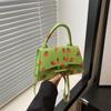 Bolsa Pequena para Mulheres 2026 Verão Novo Estilo Simples e Fashionável de Mão Ombro Transversal Elegante Estampa de Morango Bolsa Quadrada Pequena