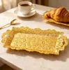 Bandeja vintage estilo europeo chapada en oro, plato de presentación para almacenamiento y exhibición de postres en casa, plato decorativo para la hora del té
