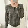 Cárdigan suéter verde floral tridimensional para mujer, nuevo modelo otoño 2026, chaqueta de punto exterior extremadamente elegante estilo coreano