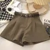 Shorts casuais femininos, nova coleção primavera 2026, estilo coreano, moderno, retrô, simples, cintura alta, corte A, calças pantalona