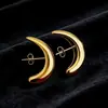 Pendientes Huecos de Oro de 18 Quilates Chapado con Forma de Gota de Agua y Luna Creciente, Estilo Europeo y Americano Transfronterizo, con un Toque de Alta Gama