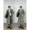 Zedaijiayi Estilo Coreano Pedido do Cliente Material Suave ao Toque Lavado Cinza de Alta Qualidade Casual Estilo Britânico Longo Trench Coat para Mulheres Verão