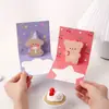 Tarjeta de felicitación de cumpleaños de animal de dibujos animados 3D estilo Ins, tarjeta de bendición y confesión escrita a mano, tarjeta plegable, regalo de mensaje