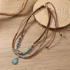 Collar Transfronterizo Europeo y Americano Collar con Colgante Geométrico de Corazón Cadena para Clavícula de Mujer Estilo Vaquero Vintage Collar Japonés y Coreano