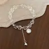 Pulsera Transparente Blanca de Cristal de Lujo Ligero de Moda Simple, Pulsera de Moda Elegante de Nicho con Sentido de Diseño, Pulsera de Moda Tendencia para Mujeres