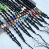 Venta al por mayor del fabricante Cordón Tejido Grueso Imitación Obsidiana Negra Joyería Dorada Jade Colgante de Jade Cordón Colgante Cordón para el Cuello