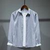 L842 nova camisa casaco estilo japonês simples masculina casual estilo Hong Kong artística manga longa cor sólida camisa peça única entrega