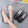 Sapatos de Lã Novos de Primavera Transfronteiriços para Mulheres Tamanho Grande Couro Genuíno Sapatos de Mãe Mocassins de Solado Macio para Mulheres Comércio Exterior Sapatos para Meia-Idade e Idosos