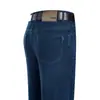 Jeans preto business casual para outono e inverno para homens, calças versáteis de corte reto soltas, jeans do papai, calças masculinas