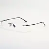 Armazón de Gafas Cuadrado Sin Marco de Titanio Puro con Bordes Cortados Hombres Gafas Sin Marco Luz Azul Anti 7g Se Puede Personalizar con Lentes