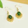 Aiyu Jade Hetian Natural Jaspe Ganchos de Orelha Jade Verde Espinafre Brincos de Coração para Mulheres Atacado Dropshipping S4011401