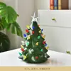 Árbol de Navidad de cerámica luminoso a pilas luces blancas Adornos navideños en stock Decoración navideña pintada a mano