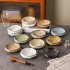 Vajilla rústica de cerámica hecha a mano estilo japonés, platito vintage para aperitivos, postres, platos fríos, cuenco de cerámica para salsas, platito para salsas de restaurante