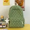 Mochila escolar para chicas de secundaria, con un estilo juvenil, lunares, moño, versátil y elegante, adecuada para estudiantes de preparatoria