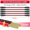 Cable de Extensión SAE a SAE de 12 AWG No. Cable de Extensión con Conector SAE de 2 Pines de 12 Pulgadas, con Enchufe de Doble Cabeza