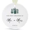 Colgante Redondo de Madera Nuevo para Navidad Transfronterizo con Fotos 2025 Decoraciones Colgantes para Árbol de Navidad de Recién Casados