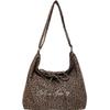 Bolsa de Lona Estampa de Leopardo Grande Capacidade Bolsa Transversal Bolsa de Laço Nicho Coreano Bolsa de Ombro Tote Bolinhas Vermelhas