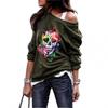 Suéter de cuello redondo para mujer de otoño e invierno AliExpress, estilo europeo y americano, con estampado de calavera, top de Halloween