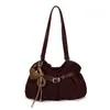 Bolsa Casual de Ombro Único com Franzidos para Axila Feminina, Nova Moda 2026 Bolsa de Mão em Jeans, Bolsa Saco de Grande Capacidade