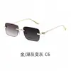 Nuevas Gafas de Sol de Moda Sin Marco con Diamantes, Gafas de Sol Metálicas Retro, Gafas de Sol con Protección UV que Cambian de Color, Modernas